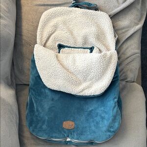 Cozy Teal Sherpa-Lined Blanket for Infant Car Seat